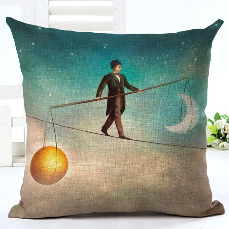 18-дюймовая хлопковая льняная наволочка с мультяшным принтом домашняя