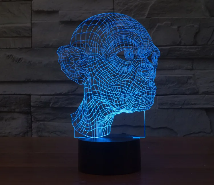 Горячее предложение! Распродажа! Новинка, 7 цветов, изменяющий 3D светильник, хоббит, Голлум, Властелин колец, визуальная иллюзия, светодиодный светильник, фигурка, игрушка на Рождество