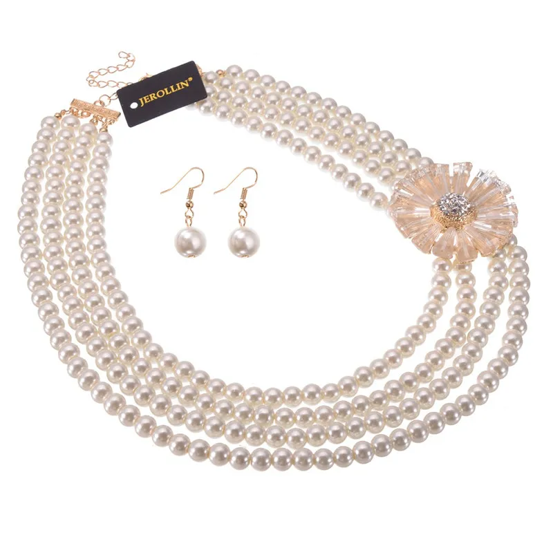 Комплект из колье и серёг с жемчугом | Украшения аксессуары