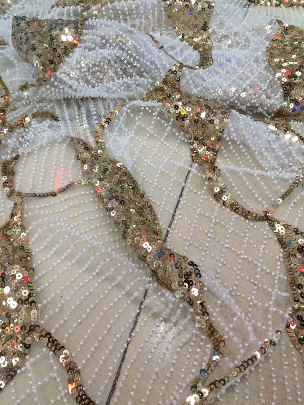 luxury beaded embroidery tulle fabric african net lace SYJ-12953 with sequins | Дом и сад