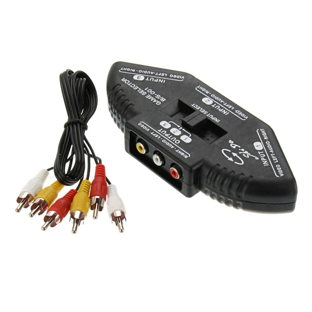 BIG DISCOUNT!3-Way Audio Video AV RCA Switch Selector Box Splitter Black Color |