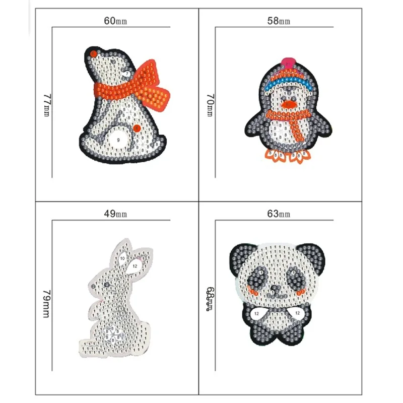 4pcs Animals 2 4 шт./компл. Рождество Serials, DIY Бриллиантовая цепочка для ключей полная выкладка особой формы алмазов картина сумка, брелки для ключей, буквы брелок для ключей - Цвет: 4pcs Animals 2