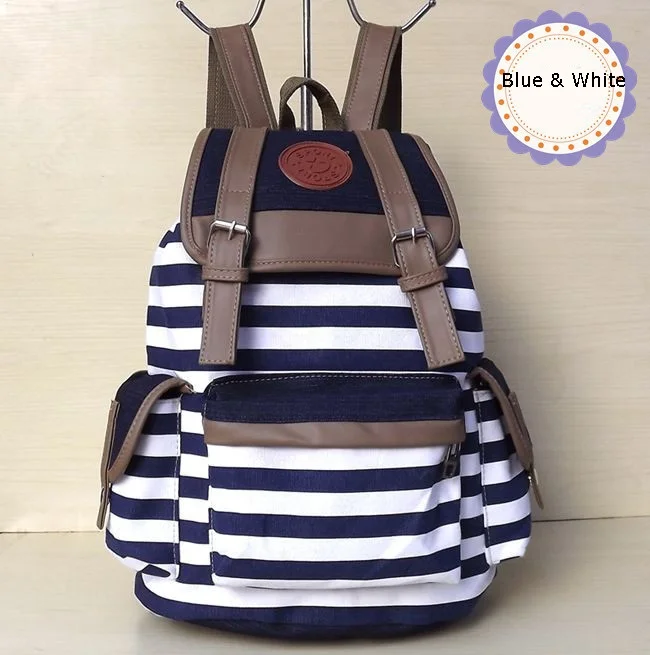 Women canvas printing backpack drawstring stripes satchel mochila casual school bag large capacity outdoor travel bag|bag invitations|backpack