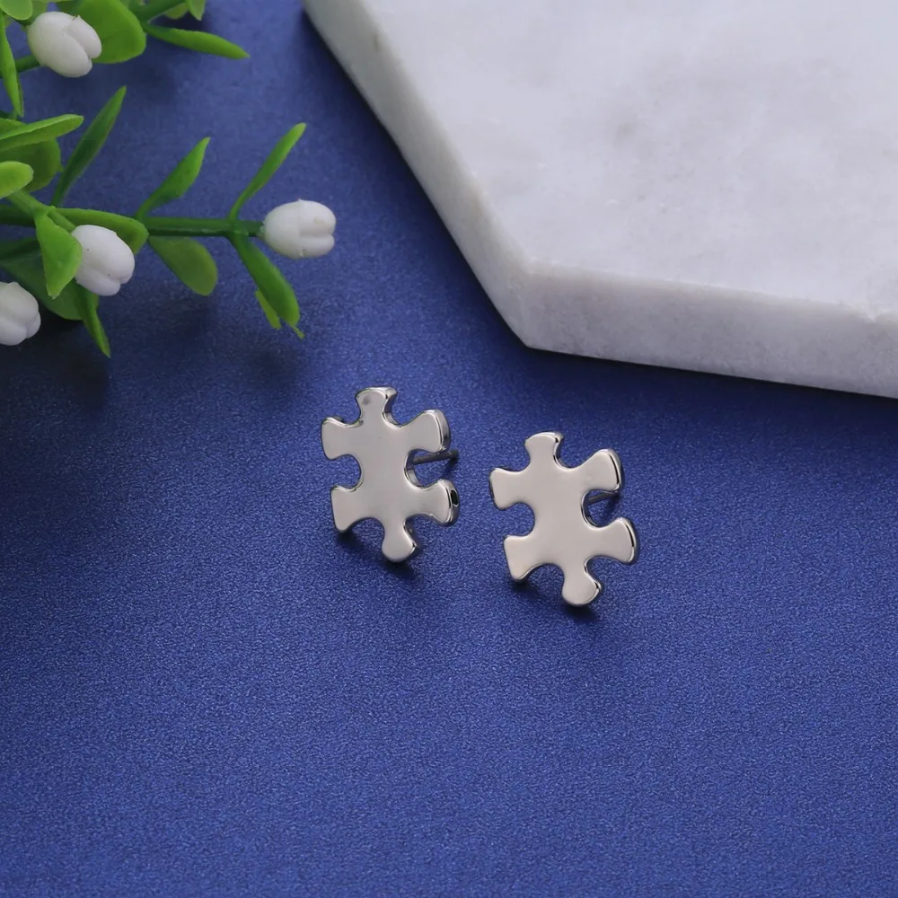 Модные Мультяшные серьги-пазлы для женщин милые золотистые/Цветные