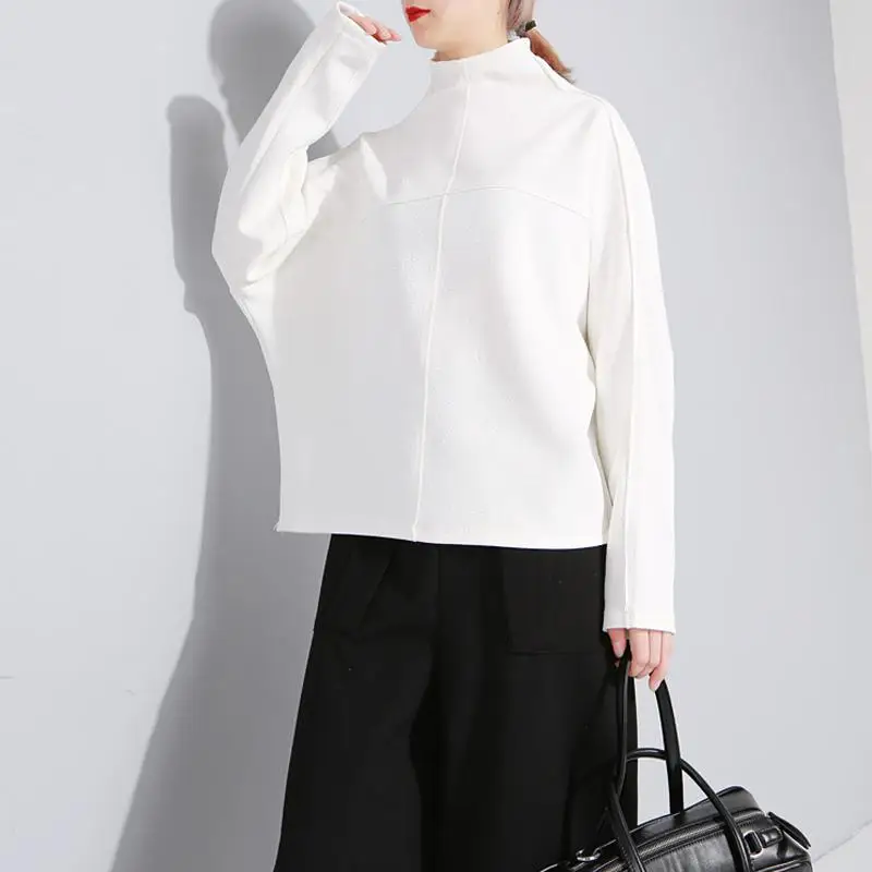 Бежевый Johnature Autumn Winter New Women Clothes Casual Turtleneck Pullovers Simple Batwing Sleeve Solid Color Female Sweatshirt - Цвет: Бежевый