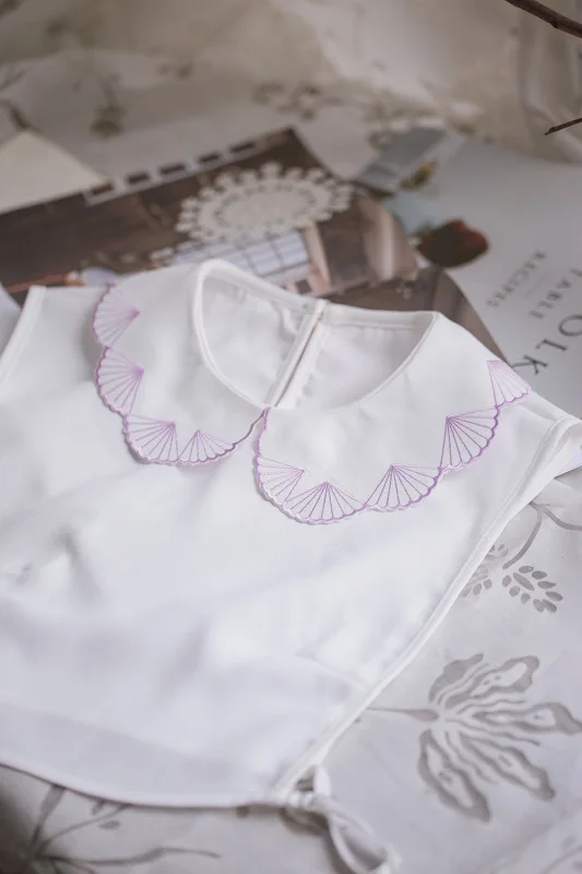 Блузка рубашка Съемная Модная свитер эксклюзивная вышивка фиолетовая ракушка