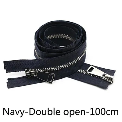 BlackDouble-100CM Meetee15-120cm 5# металлическая молния двойные ползунки самофиксирующиеся Длинные молнии DIY пуховик сумка брюки одежда швейный Декор Аксессуары - Цвет: BlackDouble-100CM