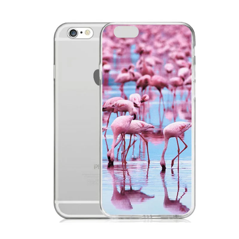 TPU прозрачный телефон чехол для iPhone 6 6s 7 8 plus x милый мультяшный Фламинго мягкий