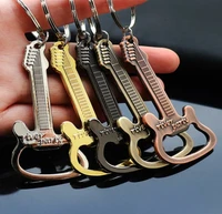 hot innovative retro guitar opener metal keychain creative music bar keychain gastropub practical gifts pendant 3color