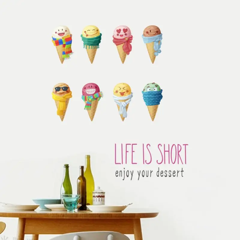 Милые Мультяшные обои для мороженого декоративные наклейки на дверь кухонного