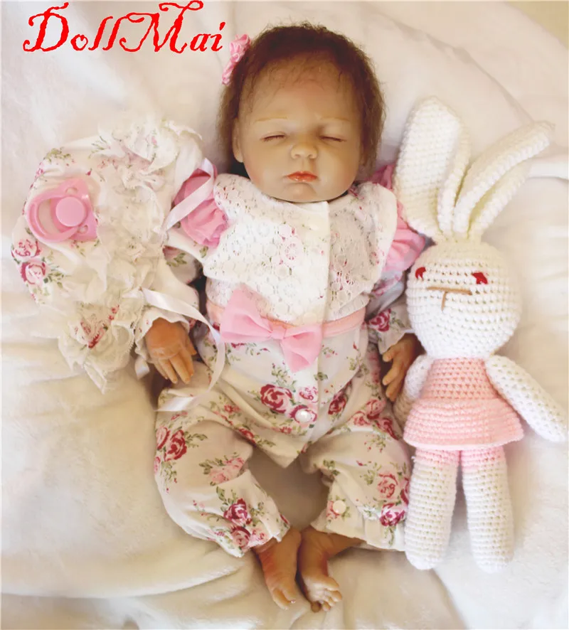 

DollMai reborn babies dolls toys 18" real sleeping silicone reborn dolls lifelike soft touch bebe de silicone reborn bonecas
