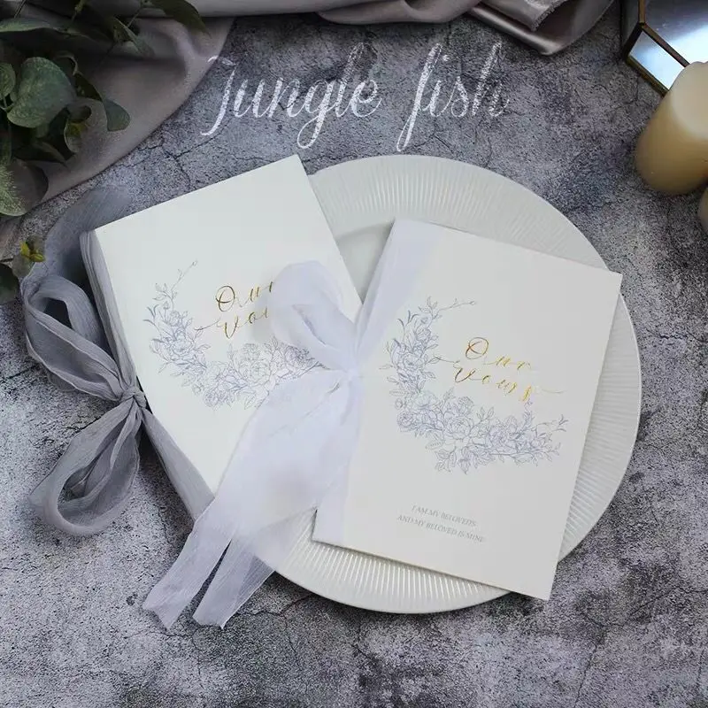gray and white 2 книги, наши обеты, свадебные подарки, реквизит для фотосессии, для невесты и жениха, карта клятвы, романтическая Золотая буква, розовая, синяя, белая лента - Цвет: gray and white