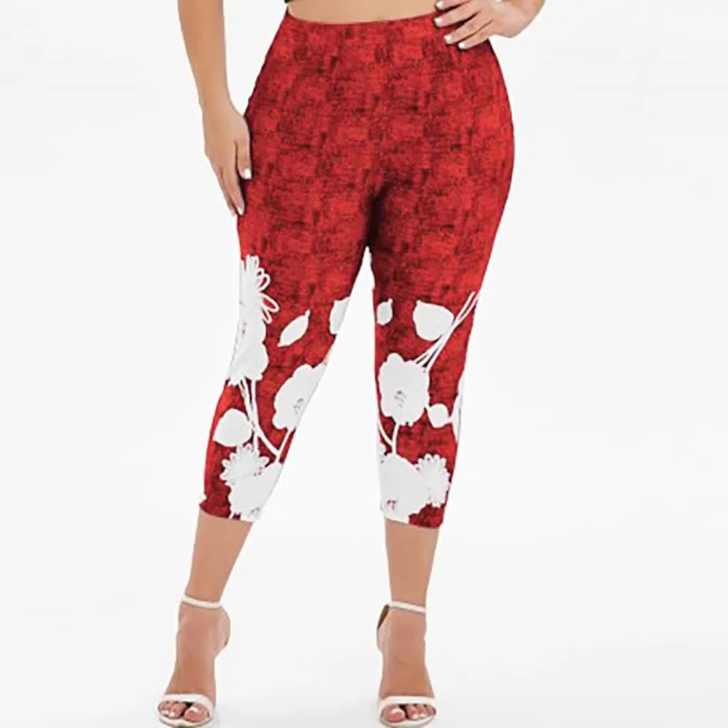 Женские облегающие леггинсы для тренировок с цветочным принтом фитнеса