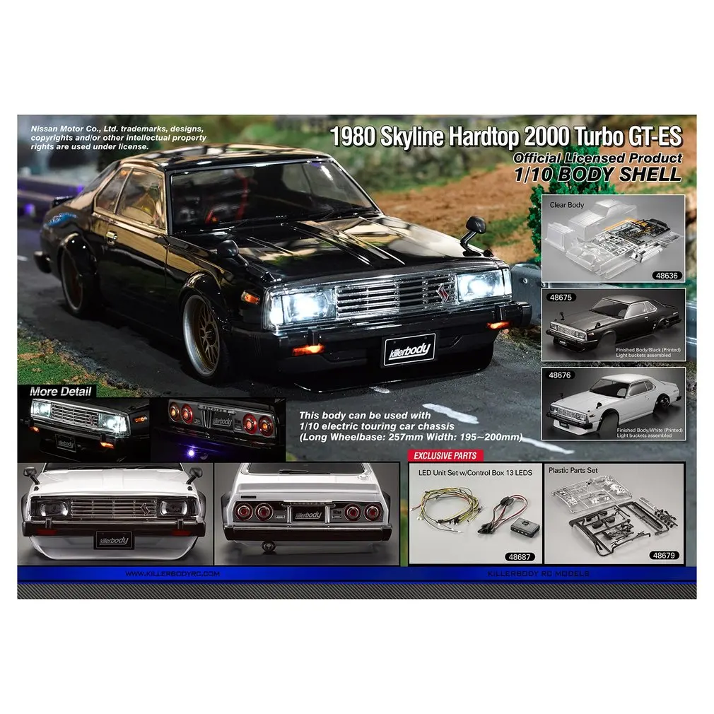 Killerbody Nissan Skyline 2000 Turbo GT ES (C211) прозрачный корпус для 1/10 Электрический туристический