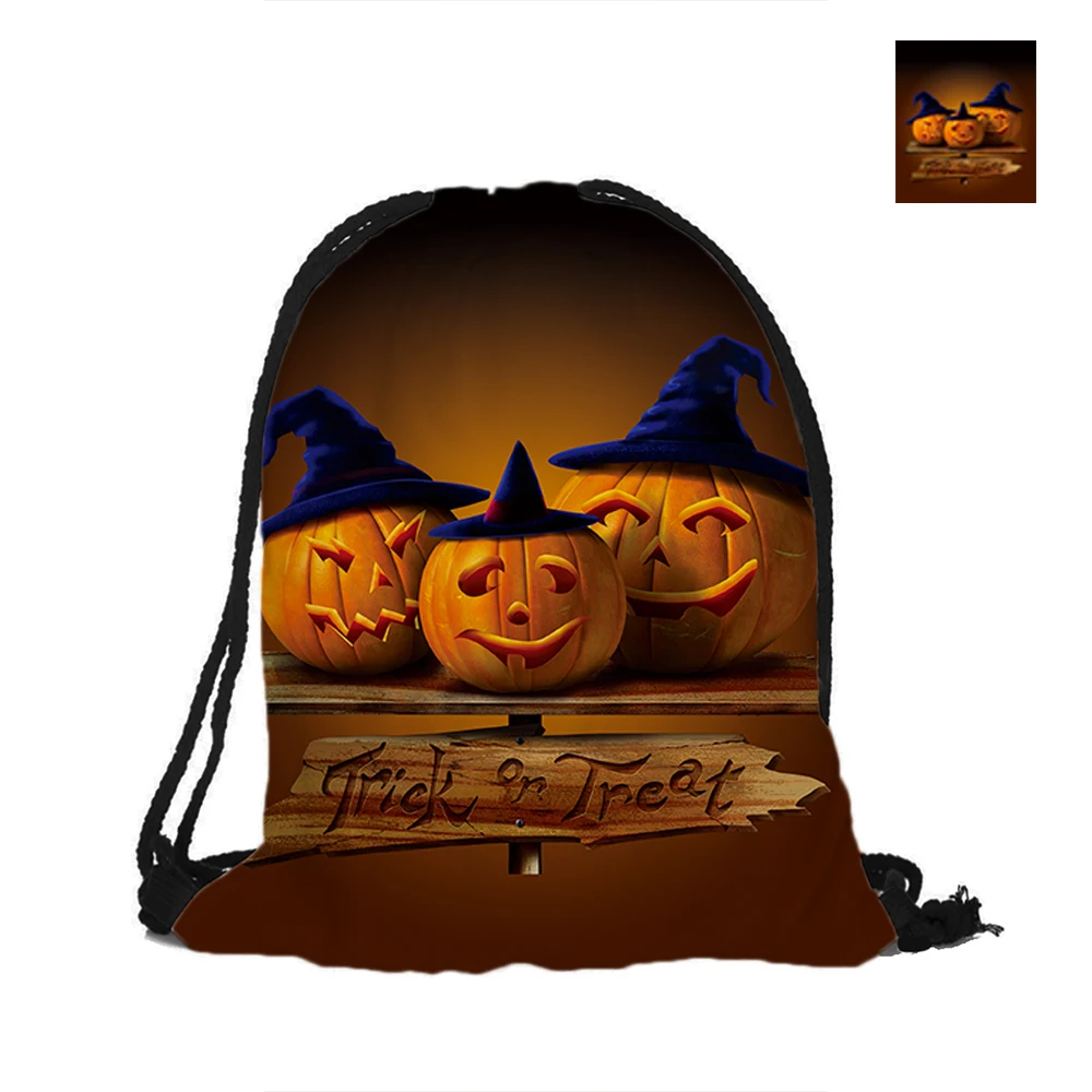 Рюкзак на шнурке для дня Хэллоуина с двусторонней печатью|drawstring backpack|backpack nightbackpack