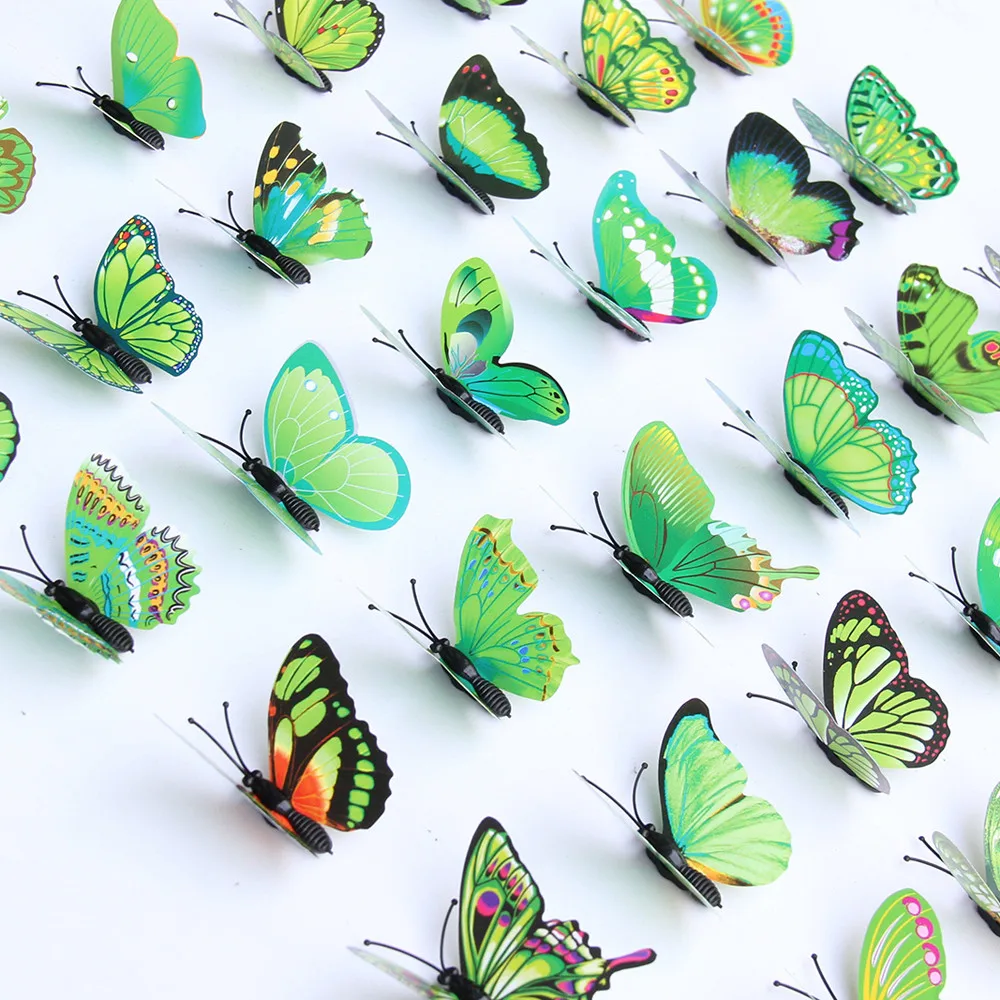 3D DIY Decal Wall Stickers Home Decor Rainbow Butterfly Room Walls Doors Closets Plastic Metal Tiles Fridges | Дом и сад
