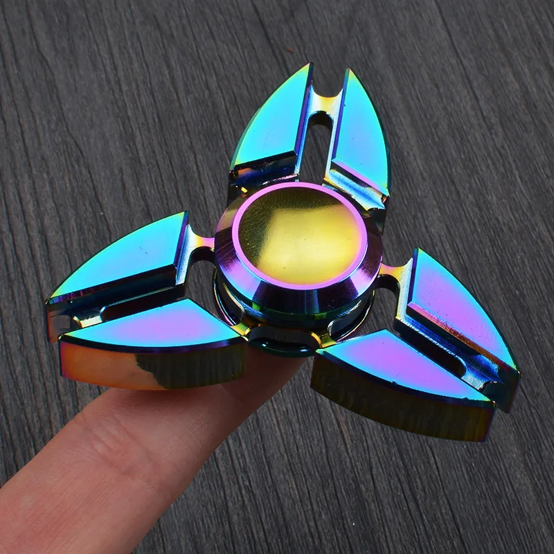 Tri-блесны Непоседа игрушки узор ручной Spinner Радуга металла и СДВГ снять стресс
