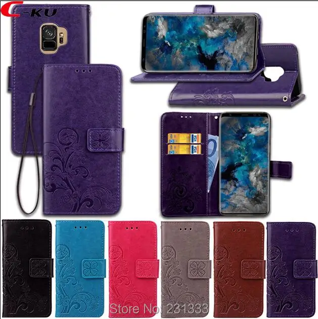Кожаный чехол кошелек C ku Lucky Clover с откидной крышкой для Samsung Galaxy S9 PLUS роскошный из