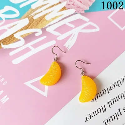 Tangerine Милые серьги-капли с имитацией еды, милые серьги с гамбургером, фруктом, яйцом, винным стеклом, печеньем, висячие серьги, модные ювелирные изделия для женщин - Окраска металла: Tangerine
