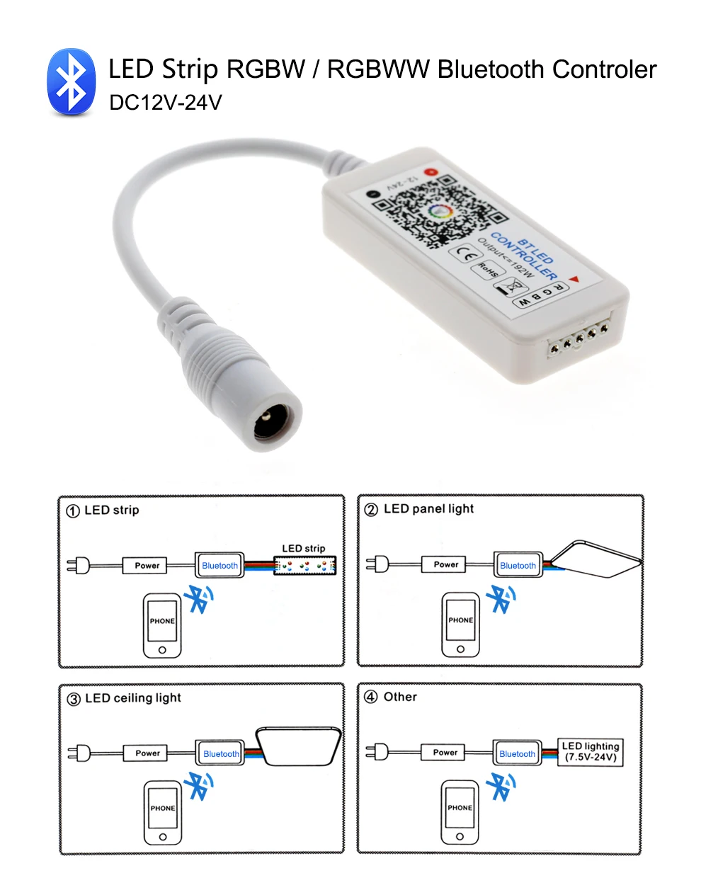 Мини светодиодный RGBW Bluetooth 4,0 контроллер для светодиодной ленты светильник DC 12-24 В мини беспроводной IOS/Android Bluetooth RGBWW светодиодный контроллер
