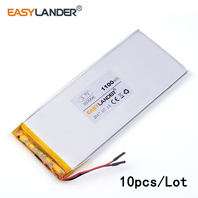 10 шт./лот 3 7 v литий-ионный полимерный аккумулятор 303996 1100mAh аккумуляторная батарея