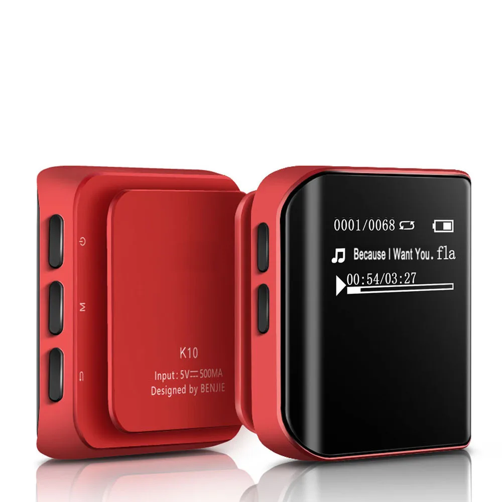 Красный Спортивный MP3 плеер BENJIE K10 Mini 8G Hyperboloid OLED MP3 анти-пот Hifi музыкальный плеер Поддержка FM радио Электронная книга клип - Цвет: Красный