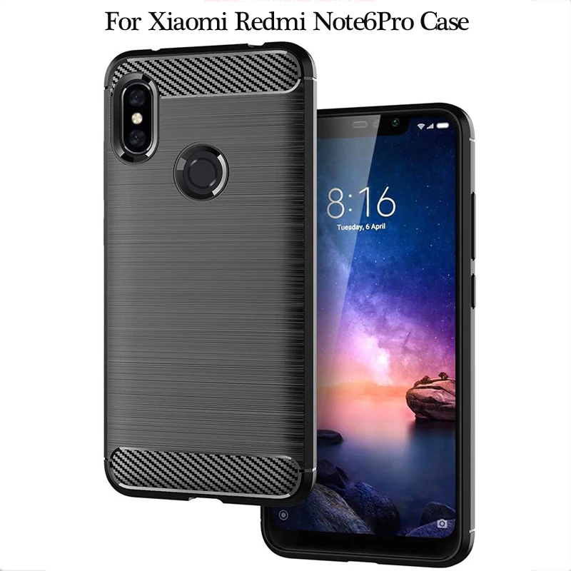 Для Xiaomi RedmiNote6Pro Мягкий силиконовый чехол TPU крышка углеродного волокна случае