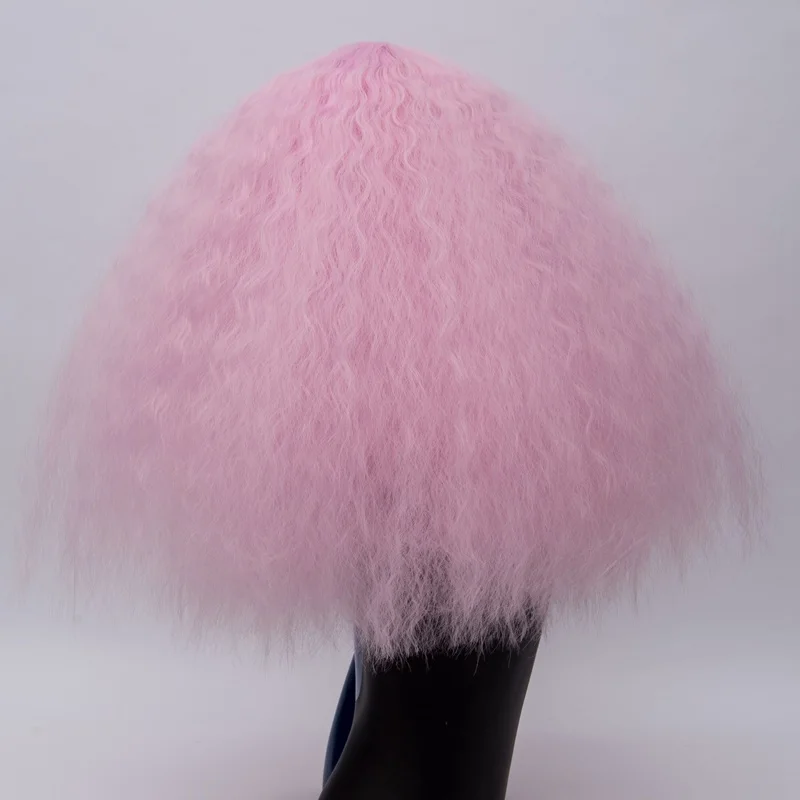 pink Aisi 17 Цвета вьющиеся парик блондинка синтетические парики для косплея Розовый Красный Зеленый средней длины волос афро зеленый парик для Для женщин - Цвет: pink