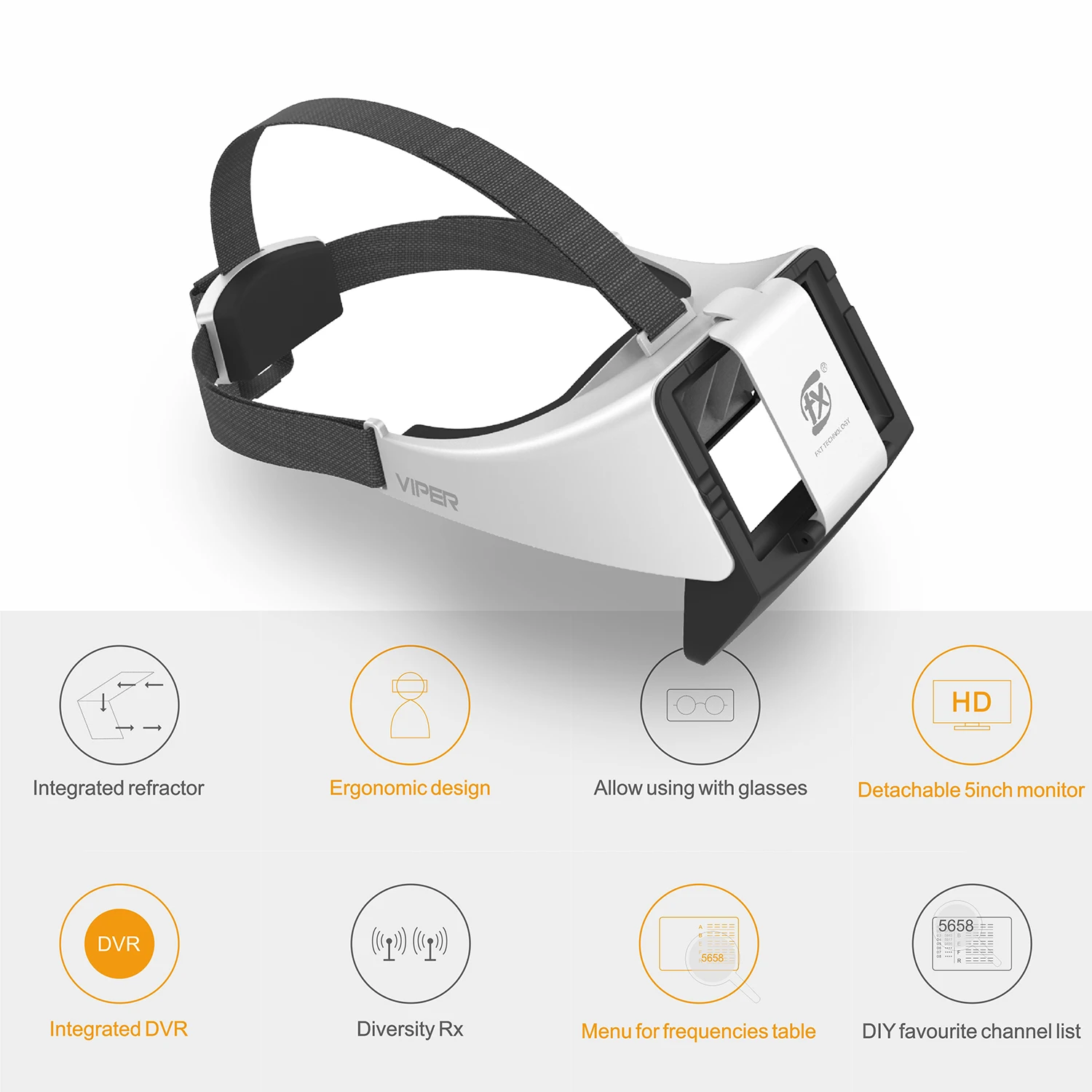 FXT VIPER V2.0 5,8G разнообразие HD FPV очки с DVR встроенный рефрактор для радиоуправляемого дрона квадрокоптера запасные части FPV аксессуары