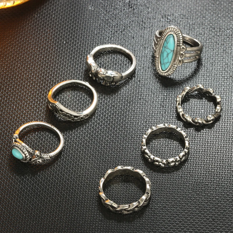 Tocona 9 шт./компл. в богемном стиле с изображением цветов слона волна резные костяшки Миди палец набор колец для Для женщин под старину Серебряные кольца ювелирные изделия 3589