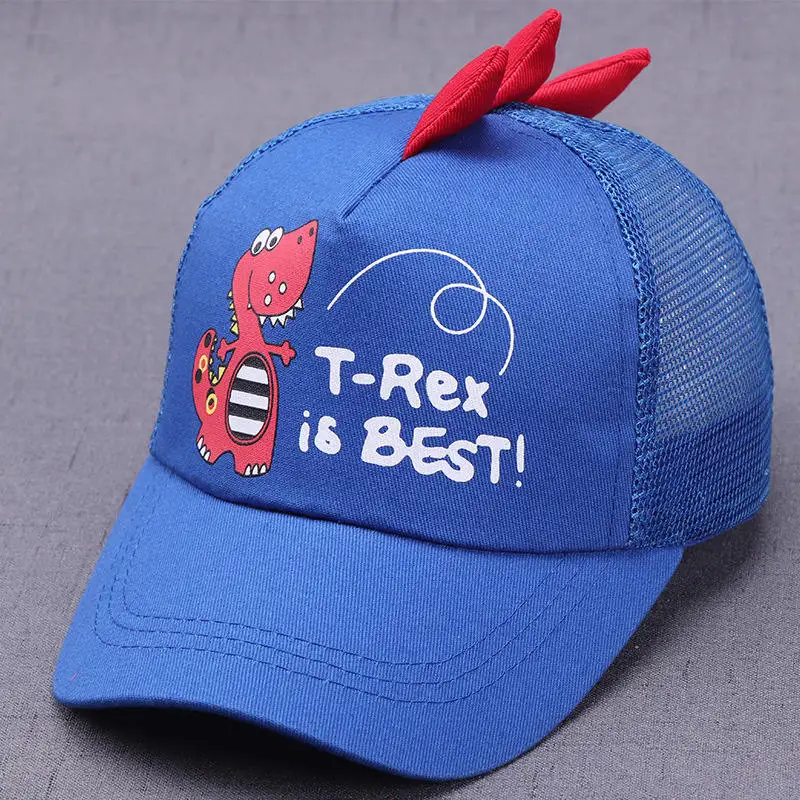 mesh cap blue Брендовая милая детская бейсбольная кепка с динозавром, хлопковая сетчатая Кепка для мальчиков и девочек, летняя Детская кепка с изображением животных из мультфильма, голубая Кепка для детей 2-10 лет - Цвет: mesh cap blue