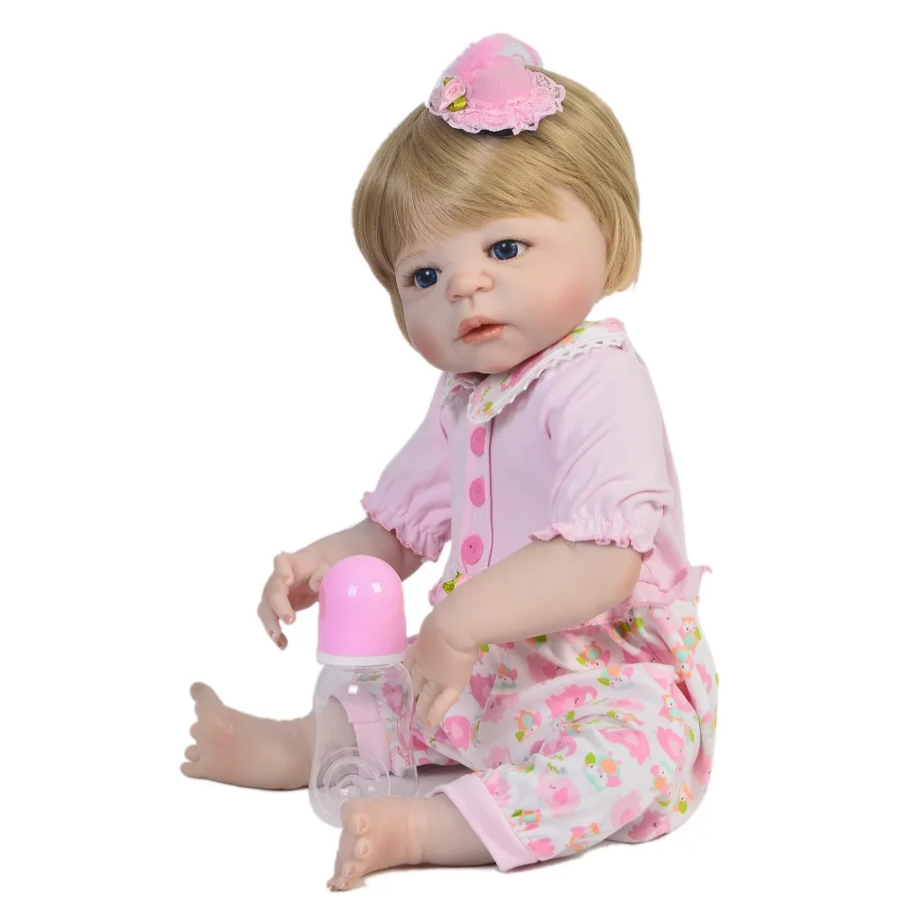 Силиконовые куклы-младенцы игрушки 57 см для новорожденных блонд девочка малыш