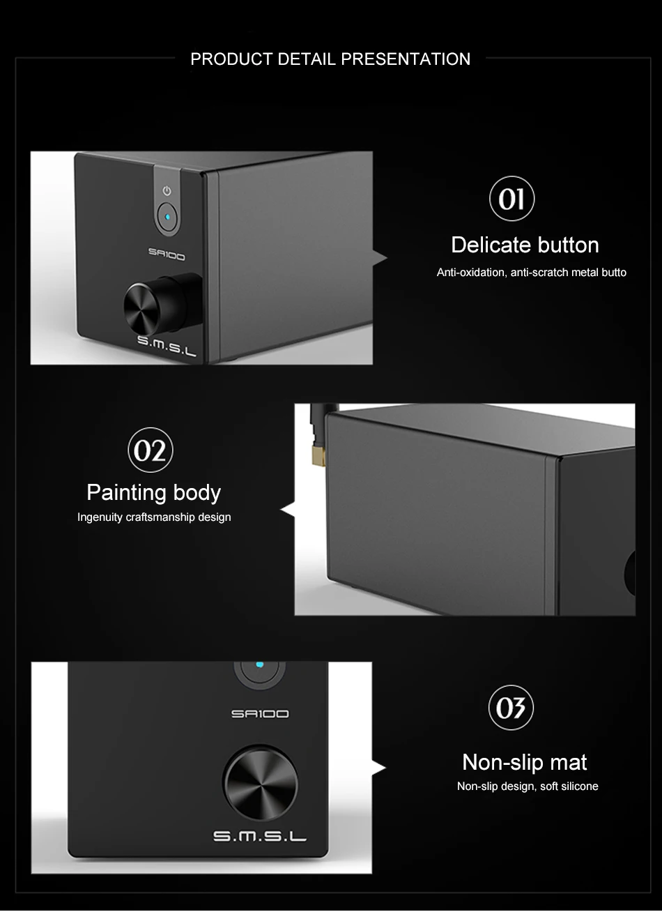 SMSL SA100 Настольный Bluetooth усилитель Hifi TPA3116 усилитель мощности аудио 50 Вт+ 50 Вт усилитель