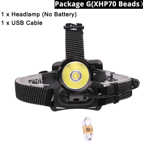 Packge G XHP70 50000LM XHP70 Светодиодная лампа Водонепроницаемая V6 самый мощный XHP50 фар Перезаряжаемые 18650 увеличения фонарь для велосипеда Фонари - Испускаемый цвет: Packge G XHP70