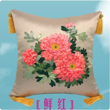 Наволочка для подушки 40x40 см с кисточками Набор вышивки лентами дюйма 1 шт. | Дом и