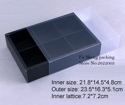 21.8x14.5x4.8cm wholesale Black colour Candy Moon Cake Box Gift Bag, biscuit Macaroon Box Chocolate Boxes Cookies Bag200pcs/lot - Color: 21.8x14.5x4.8cm