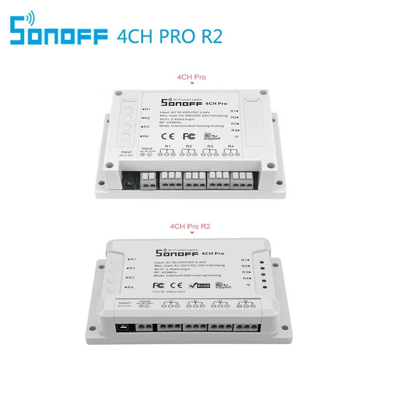 Sonoff 4CH Pro R2 4 канала 433 мГц 2.4g WiFi Smart коммутатор для умного дома автоматизации модуль