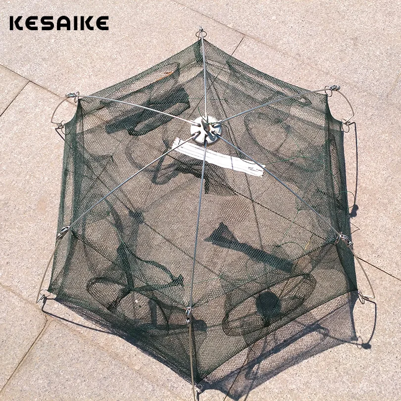 KESAIKE ручная Складная портативная рыболовная сеть с 6 отверстиями Ловушка для