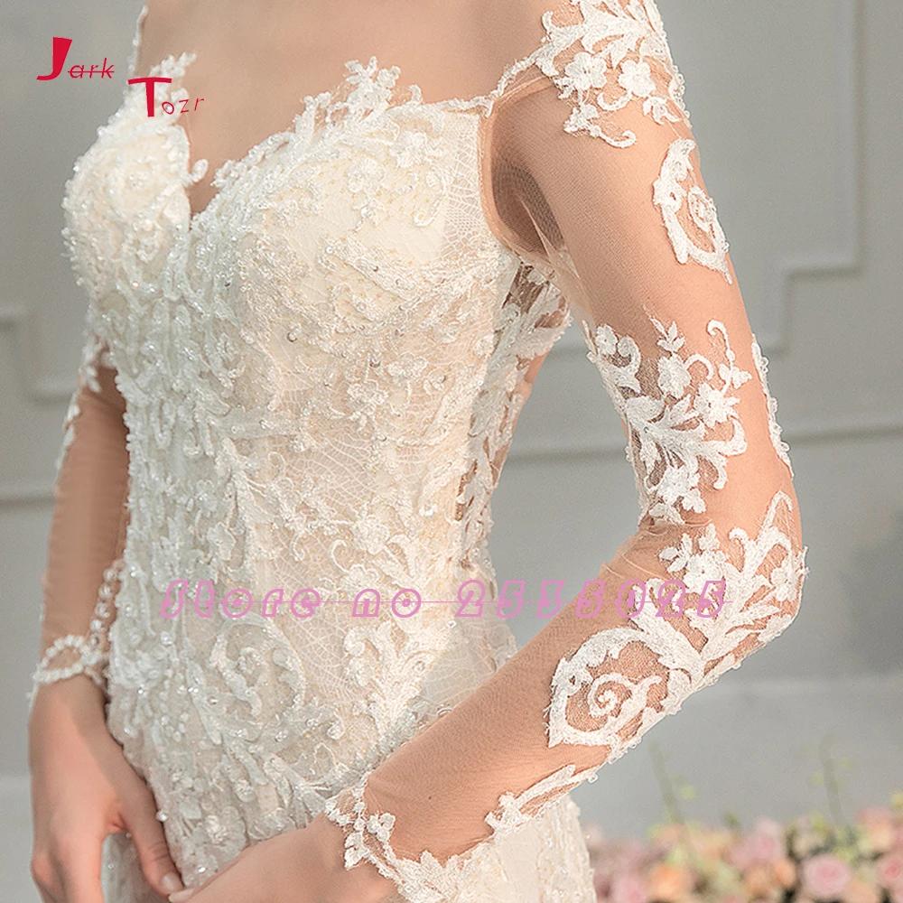New Arrival Vestido de Novia Sirena Appliques Tulle White Mermaid Wedding Dress Long Sleeve Zipper Back Vestidos Casamento | Свадьбы и