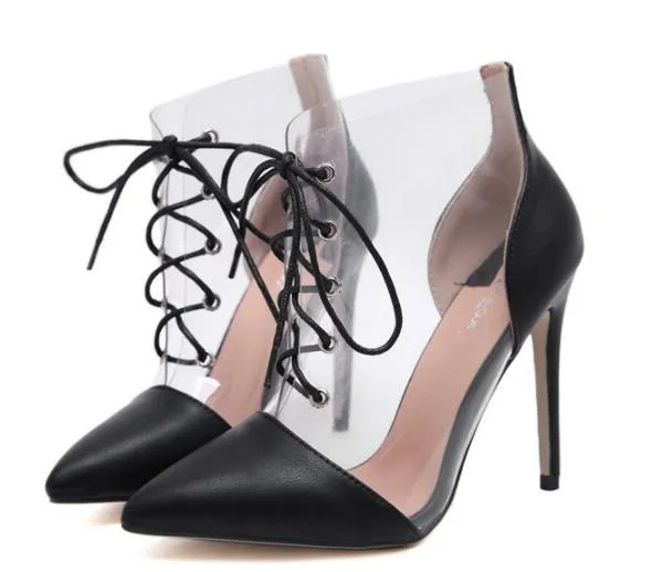Прозрачные женские летние туфли из ПВХ zapatos mujer босоножки на шнуровке гладиаторы