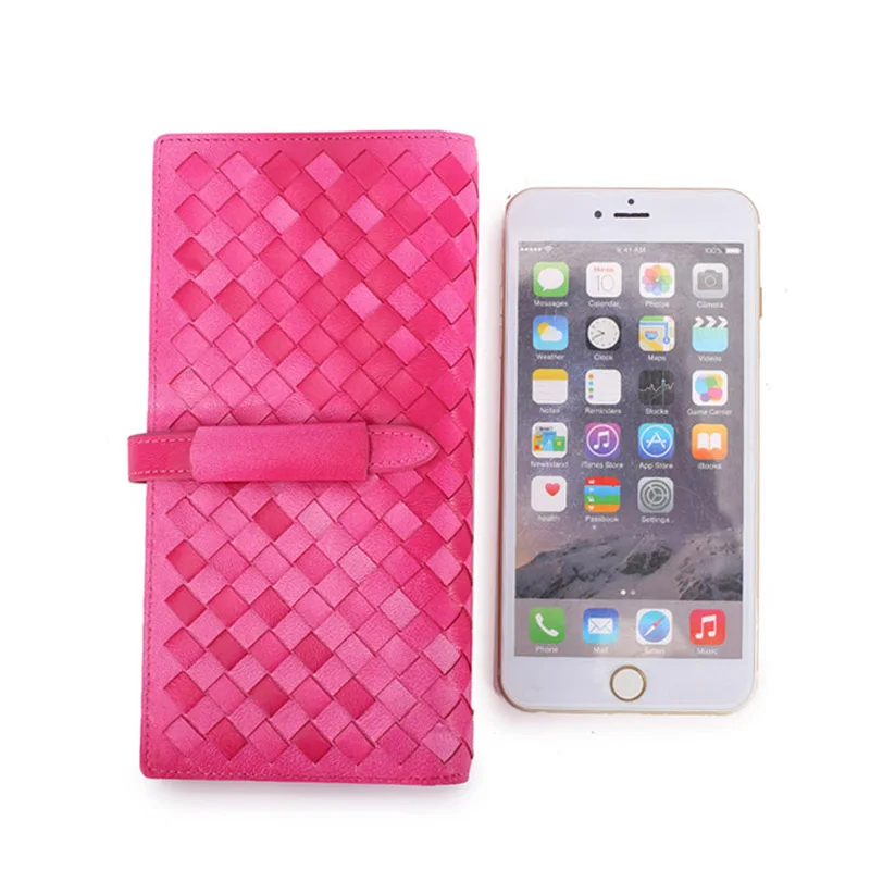 Известный бумажник Стройный овчина Плетеные женские клатч насосная пояса