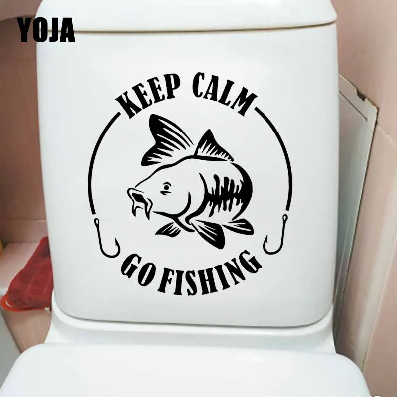YOJA 21.3X23.4CM и надписью Keep Calm ловить рыбу наклейки для унитаза стены Стикеры