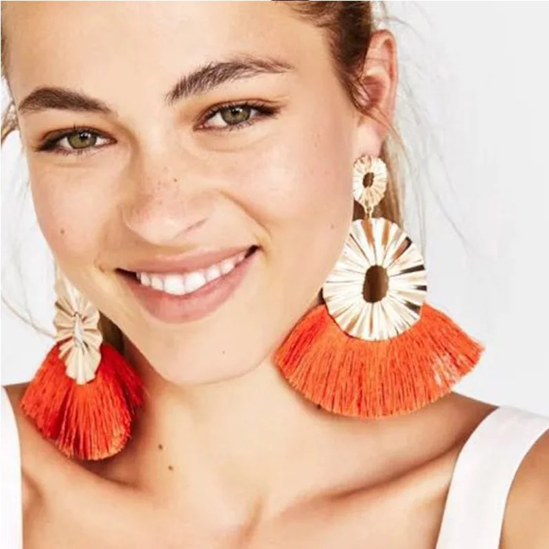 Винтажные большие богемные серьги с кисточками для женщин 2018 роскошные женские