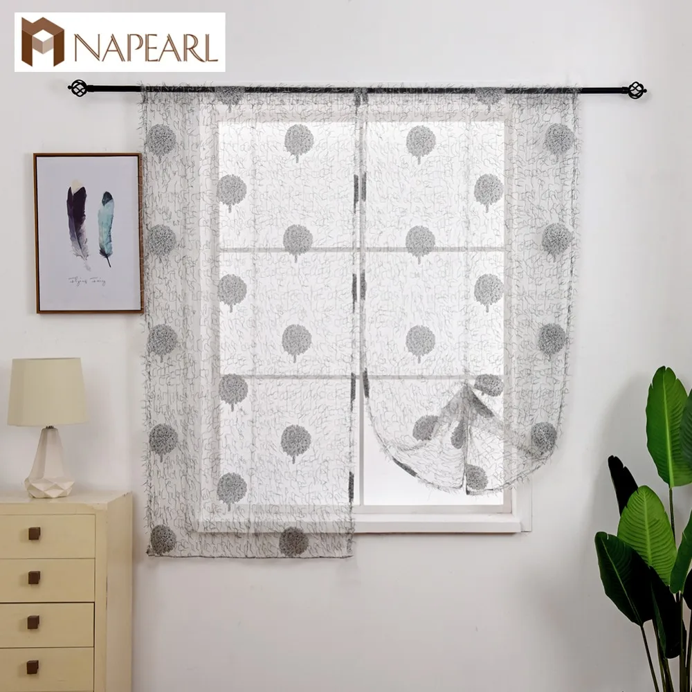 NAPEARL цветочные шторы для кухни воздушные шары шторы Привязать римские шторы для дома новые украшения окна тюль обработка серый коричневый Sheers