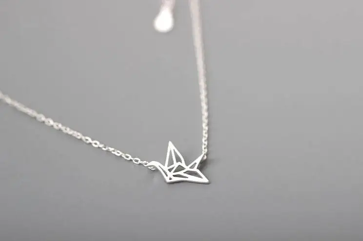 Новинка 2017 милое ожерелье с подвеской в виде журавля оригами для женщин