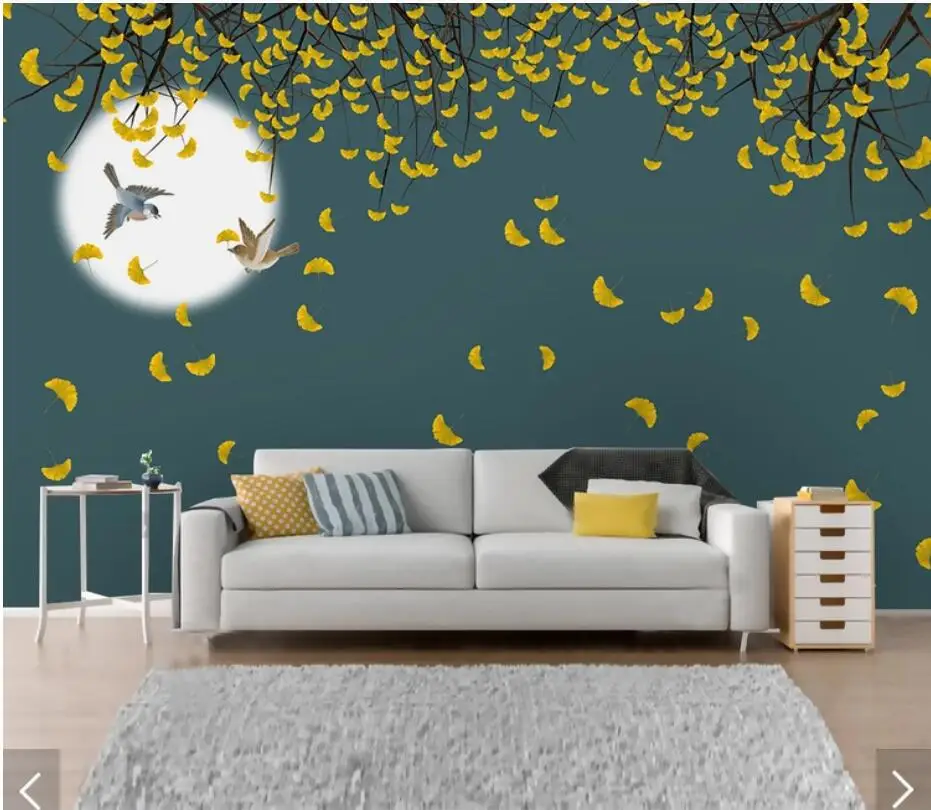 Листья Ginkgo листья дерева настенная бумага для гостиной детской спальни s рулон
