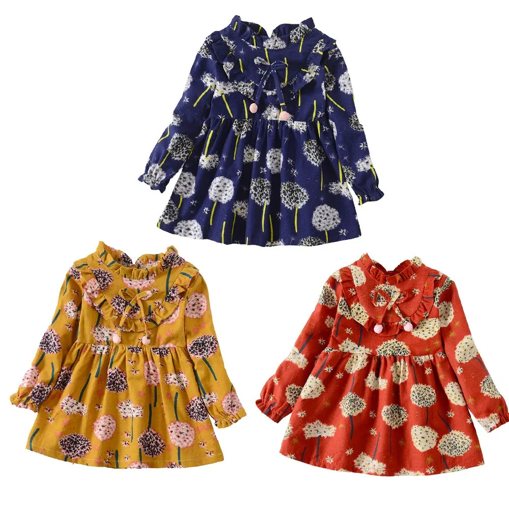 Toddler Baby Girls Long Sleeve Floral Flower girls dress long sleeve Print Dress Outfits Clothes JAN4 | Детская одежда и обувь