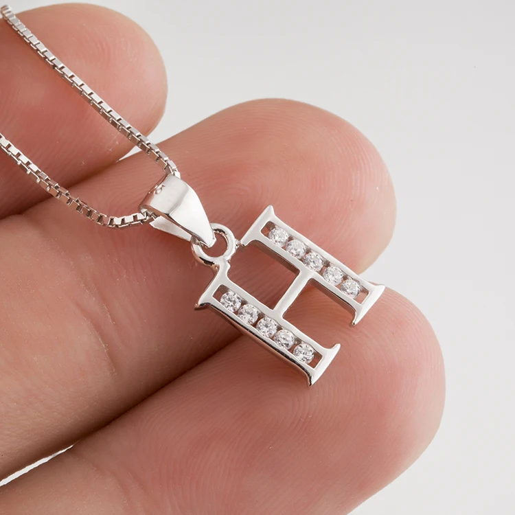 100% Серебро 925 Ювелирные Изделия Начальная Буква H Мужчины Женщины Ожерелье AAA