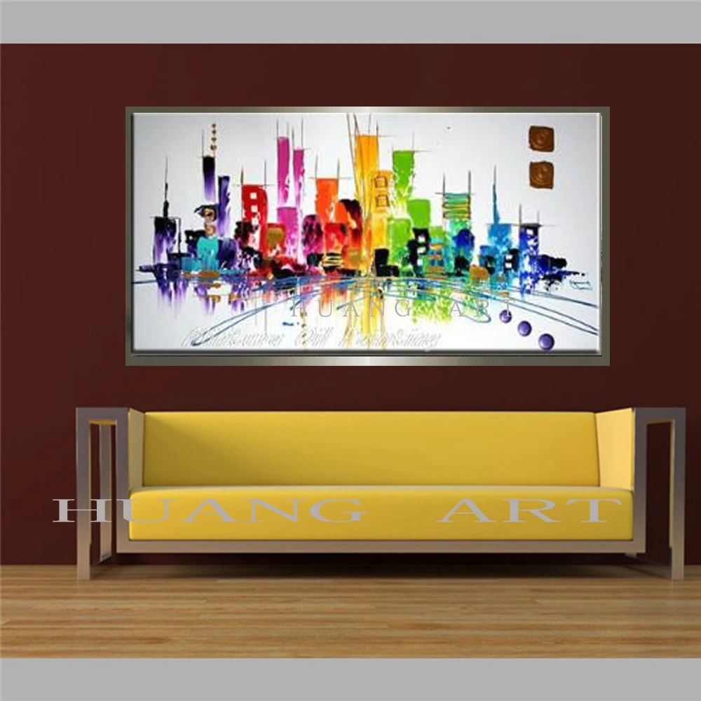 Ручная роспись городской пейзаж Нью-Йорка архитектура яркая абстрактная