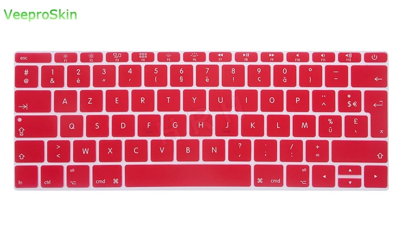 Red Для Macbook 12 дюймов AZERTY французский Великобритания силиконовая клавиатура кожного покрова для MacBook New Pro 1" A1708( версия, без Touch Bar - Цвет: Red
